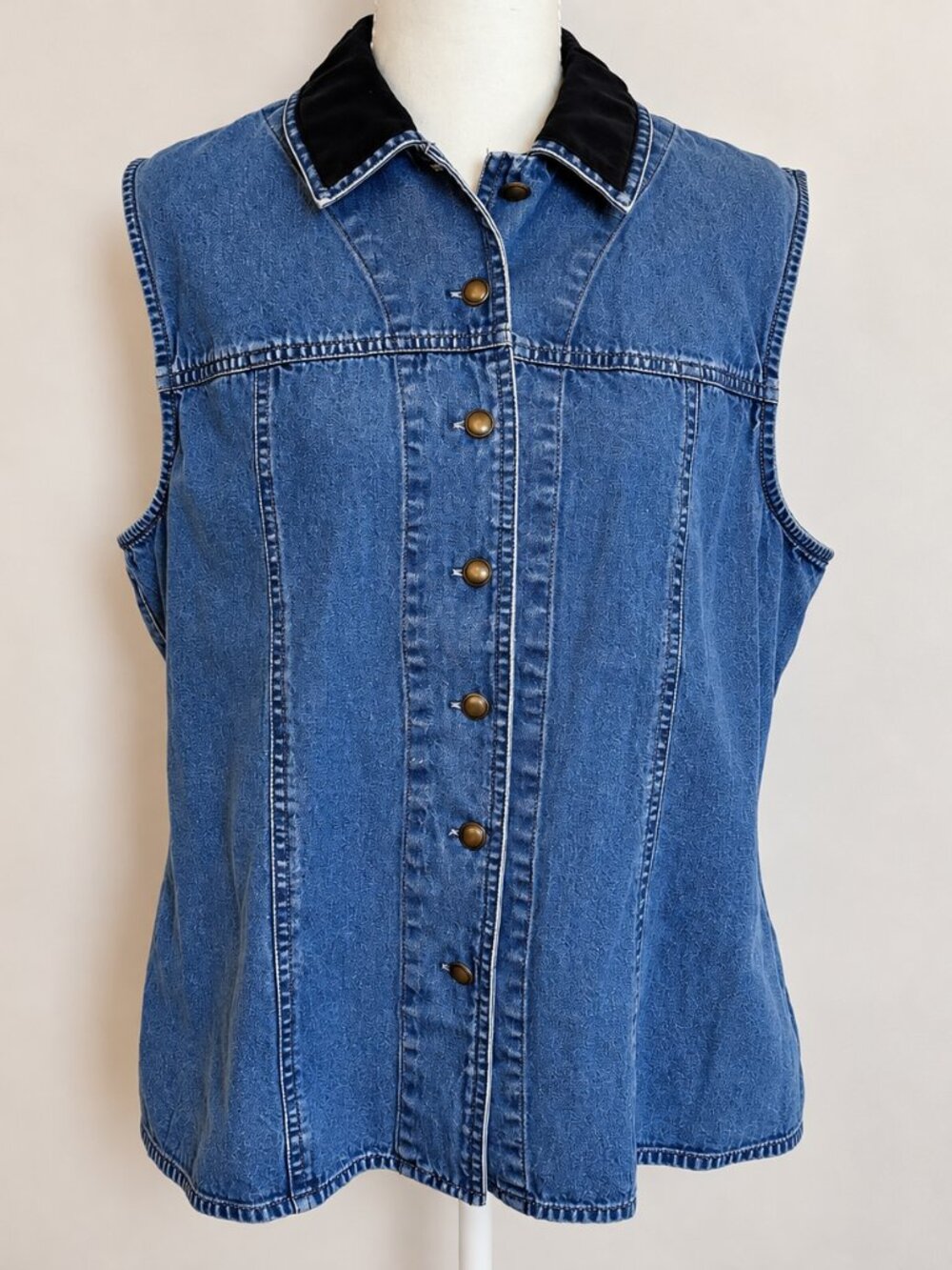 Vintage Stonebridge Petites Denim Vest PL 90s Western